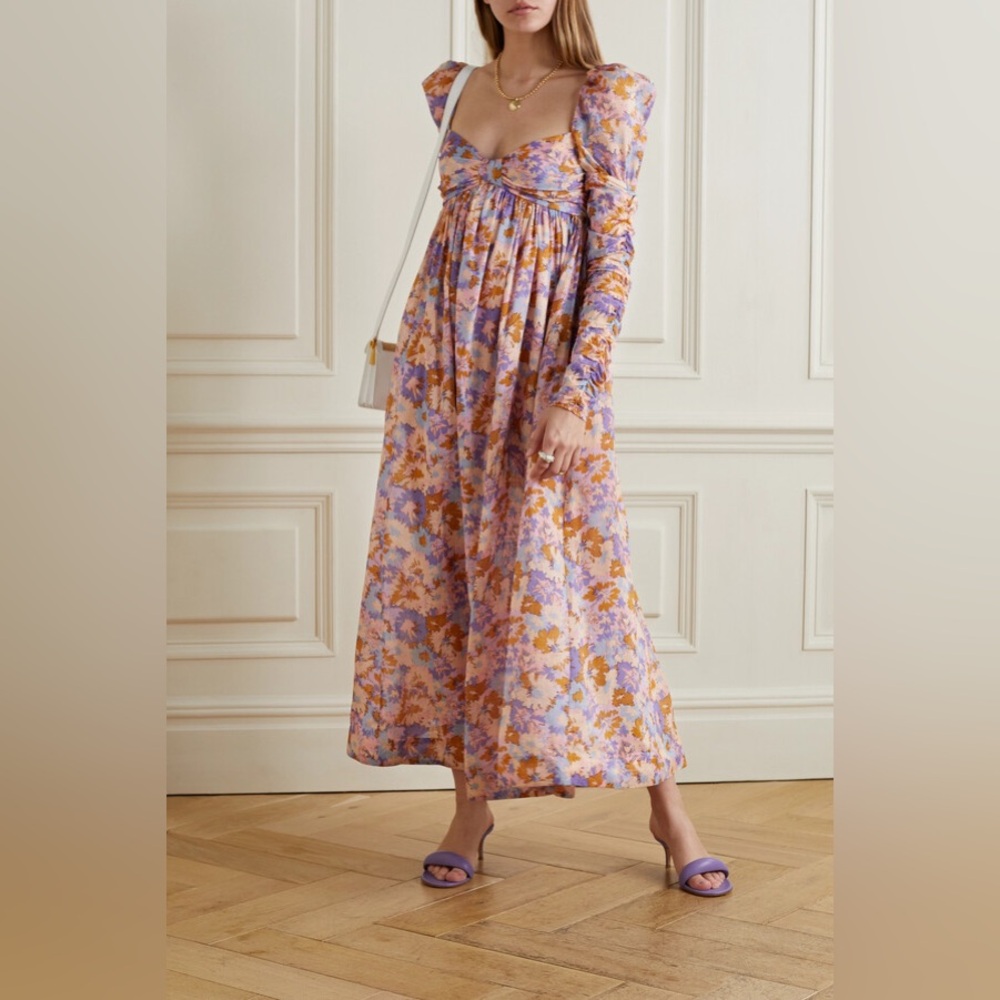Zimmermann Floral Maxi Dress in Purple and Orange
